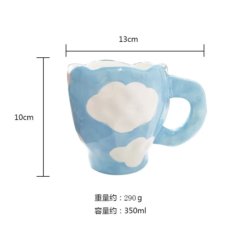 

UCHOME Ins hand-painted blue sky white clouds cup ceramic afternoon tea breakfast milk mug, As is