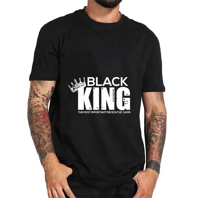 

Black King T Shirt Unisex Tee Funny Chess Graphic Print Tshirts Black Melanin T-Shirts Mens Casual Cotton Tee, Black white gray dark blue red