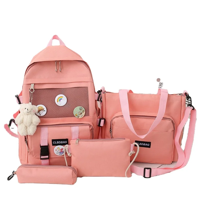 

2021 Hot wholesale Canvas Durable School Handbags Backpack Set High Quality Student Backpack For Girls Boy Teenagers 4pcs, 4colors