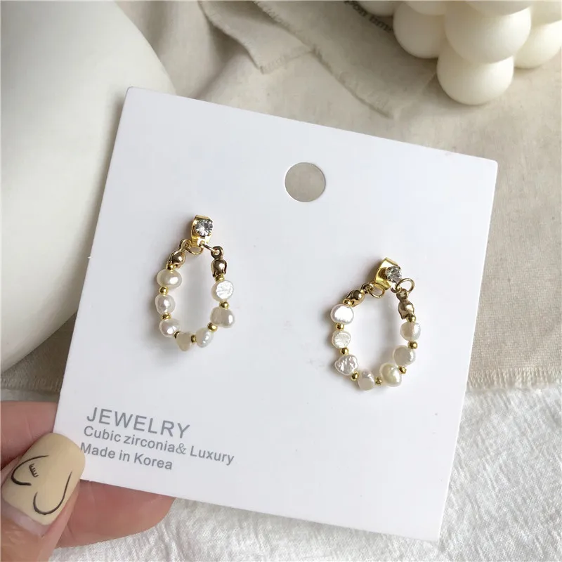 

JUHU New retro freshwater pearl earrings female temperament baroque style back hanging earrings S925 silver needle jewelry 2020, Gold