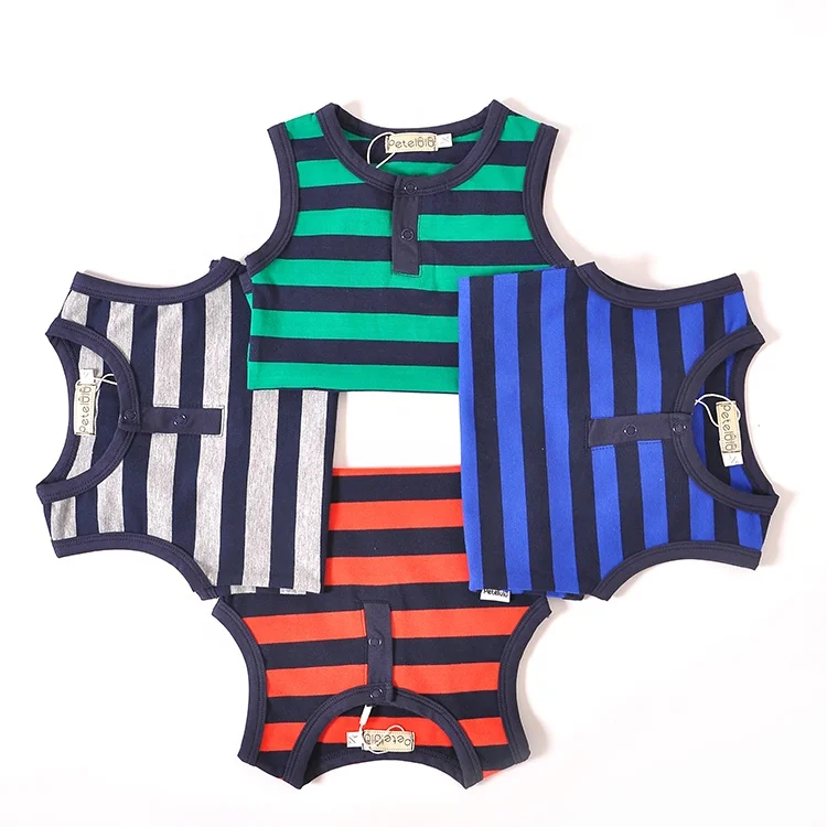 

New Style Colorful Summer Infant&Toddler Unisex Clothes Newborn Baby Rompers Clothing, Stripe color blue/organic/gray/green