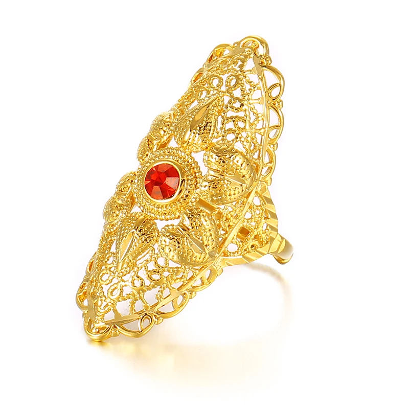 

Ethlyn Red Stone Wedding Ring for Women Ethiopian Gold Jewelry Eritrea Africa Fashion Ring Middle East Jewelry R73