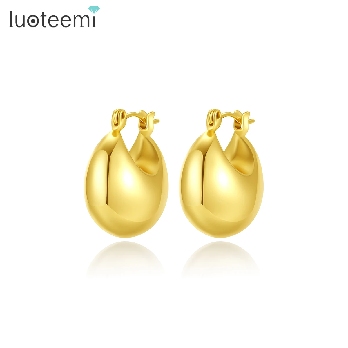 

LUOTEEMI Hollow Big Woman Statement Hot Sale Earing Large Korean Fashion Gold Designer Geometric Earrings
