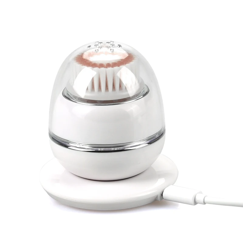 

2021 Newest Private Label Soft Face Cleasner Care Facial Massage Brush with Wireless Charging, White