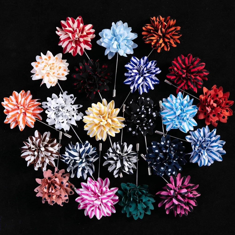 

Pins Brooch Handmade Men Corsage Dot Strip Fabric Flower Brooches Suit Clothes Beautiful Brooches Fashion Lapel Pins (KBL080), Same as the picture