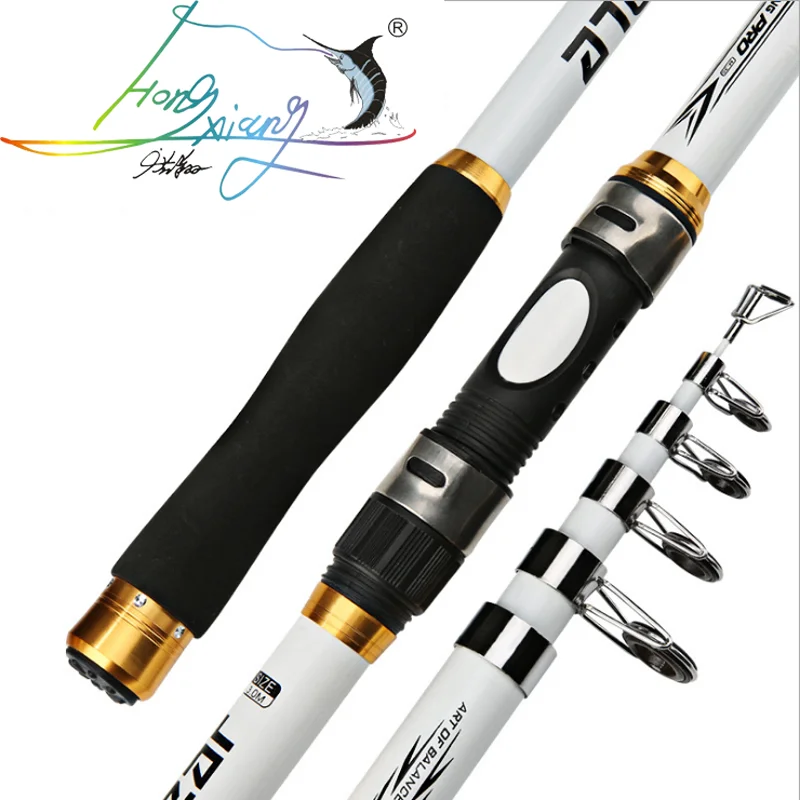 

3.6M Carp Fishing Rod feeder Hard FRP Carbon Fiber Telescopic Fishing Rod fishing pole, White and black
