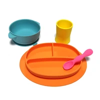 

2019 eco divided warming Silicone suction placemat mat kid baby eating food feeding plate bowl set for dinner