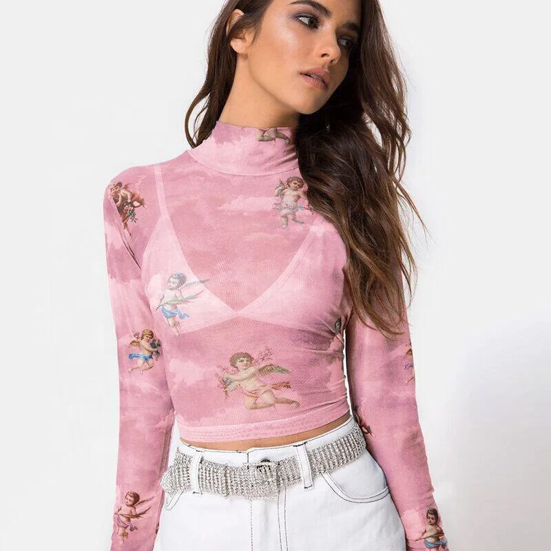 

2020 print t-shirt plus size Long sleeve top T shirt, Color matching