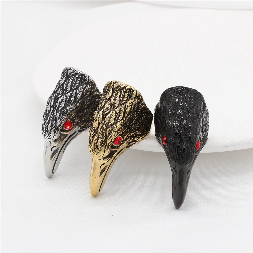 

Fashion 316l stainless steel men vintage eagle head shape rings