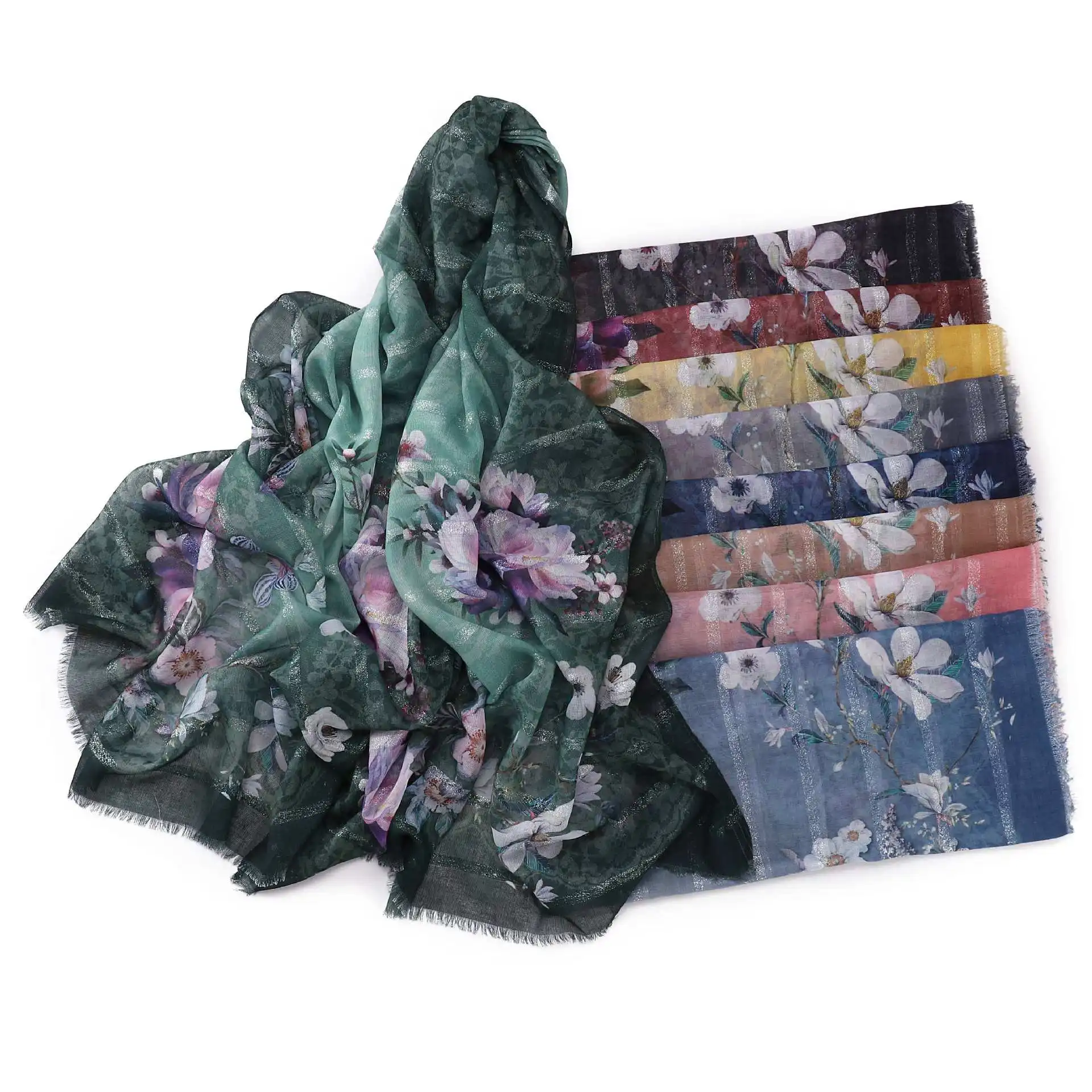 

Yiwu Jingtai 2023 Autumn Winter Latest Fashion Flower Printing Cotton Hijab For Muslim Women Luxury Large Shawls
