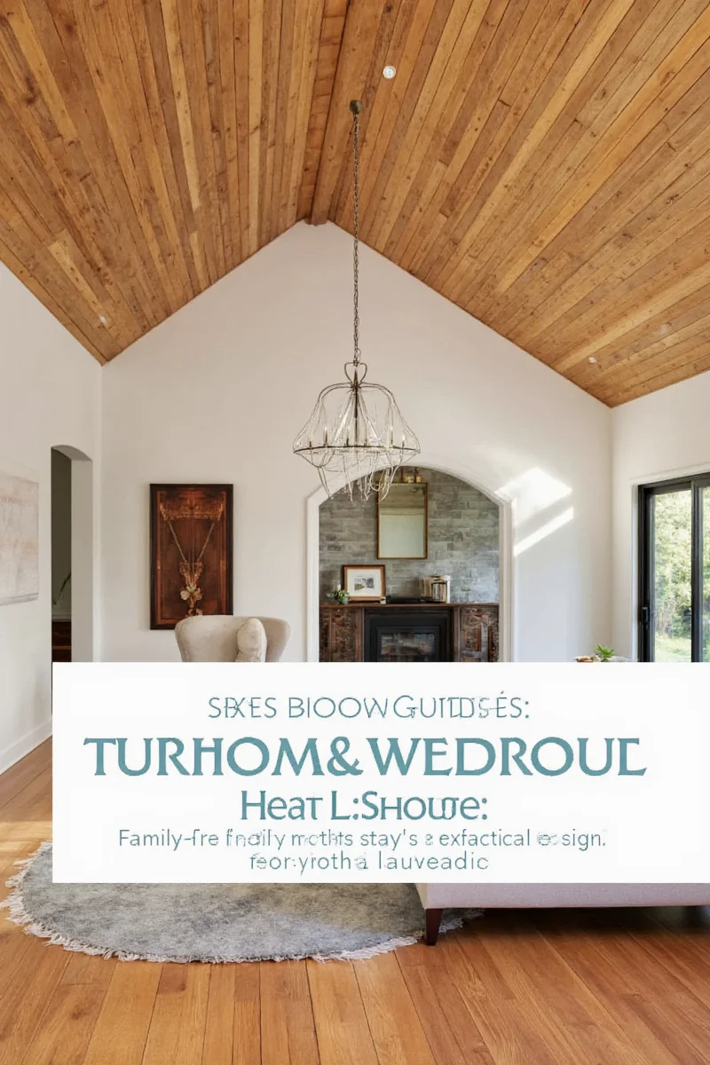 Family-friendly living room with exposed wood ceiling