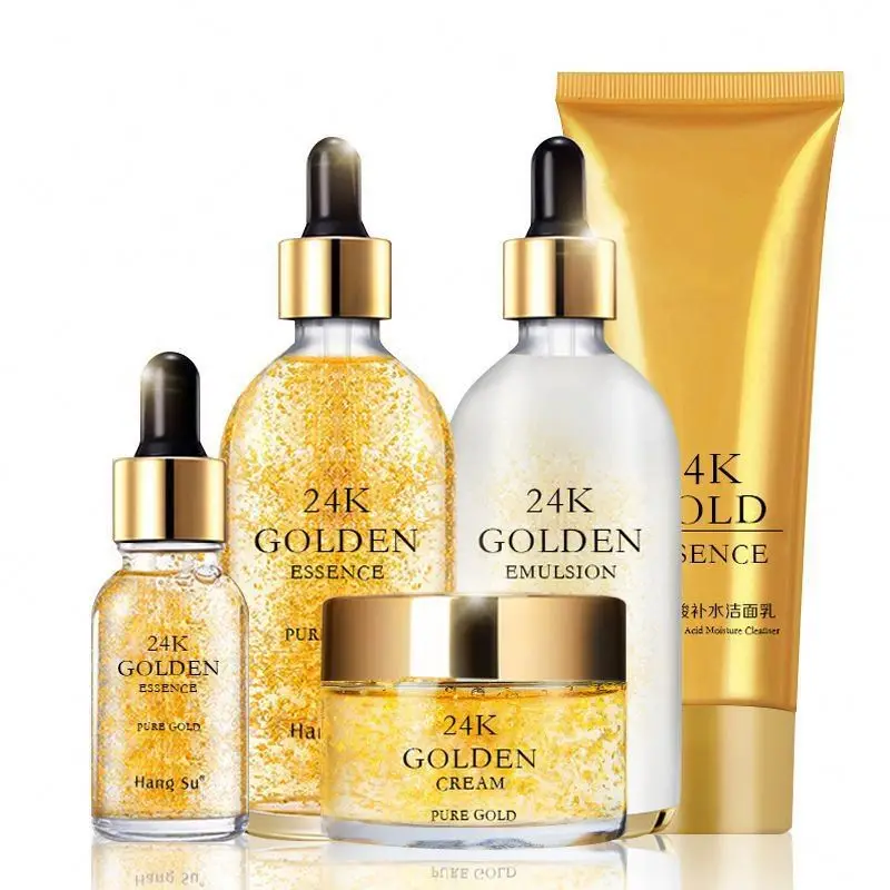 

Bulk nourishing hyaluronic acid beauty facial products best skin care Gold 24K make up set for women, Transparent