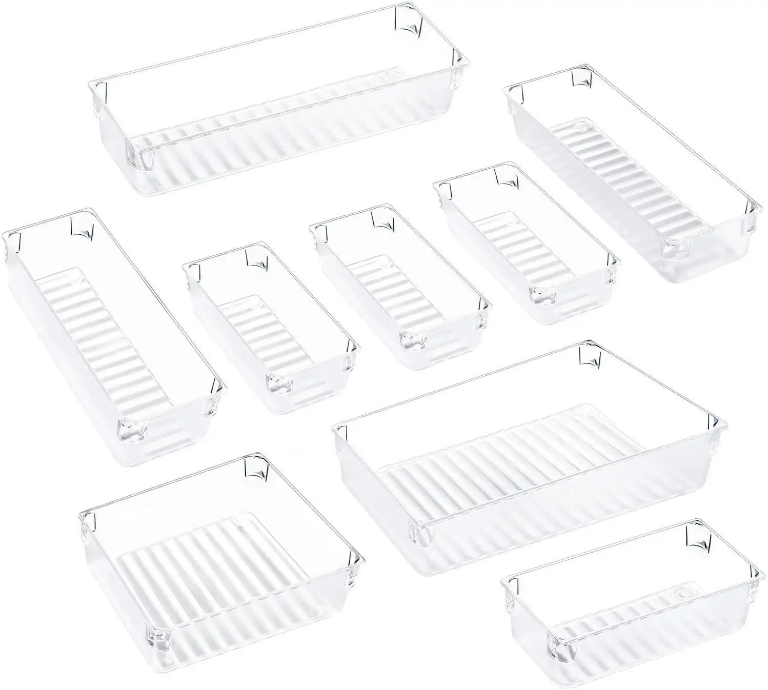 

Home Acrylic Clear Cosmetic Plastic Bins Kitchen Drawer Organizers