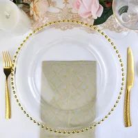 

wholesale 13 inch clear round gold glass beaded charger plates for wedding underplate decoration