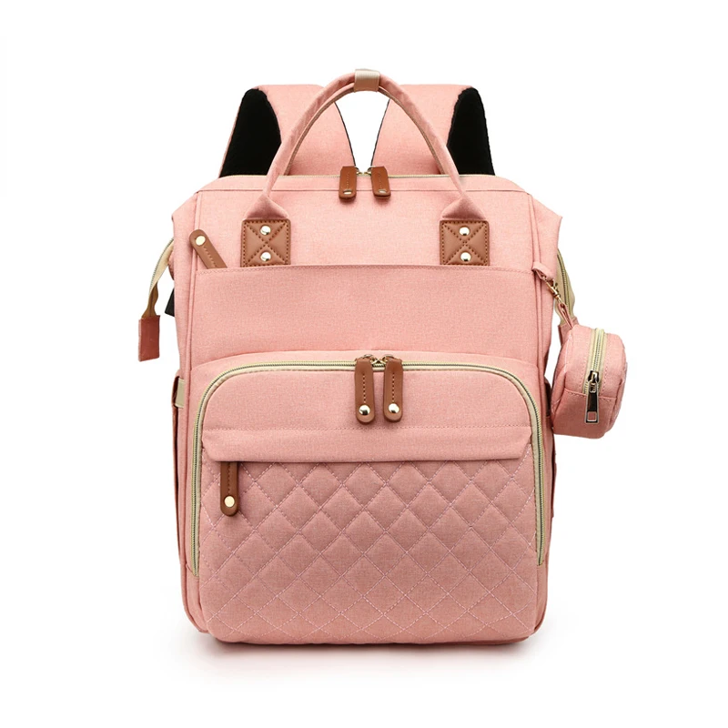 

Promotions cheap polyester fabric multi-layer mom pack with bed for mom travel, extra pacifier bag