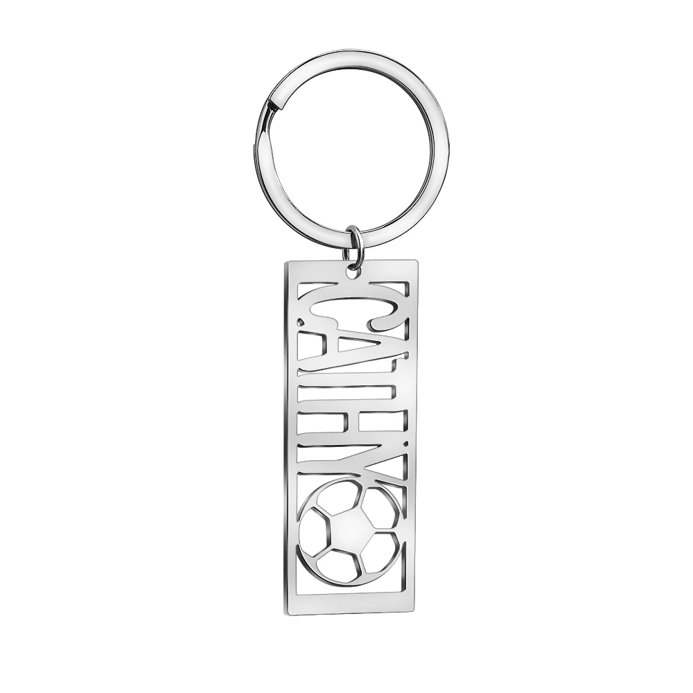 

Fashion Trend Men Football Skeleton Custom Name Pendant Stainless Steel Key Ring Blank Keychain