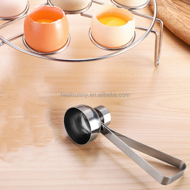 

kitchen gadgets stainless steel breakfast egg boiled eggshell opener egg opener, Sliver