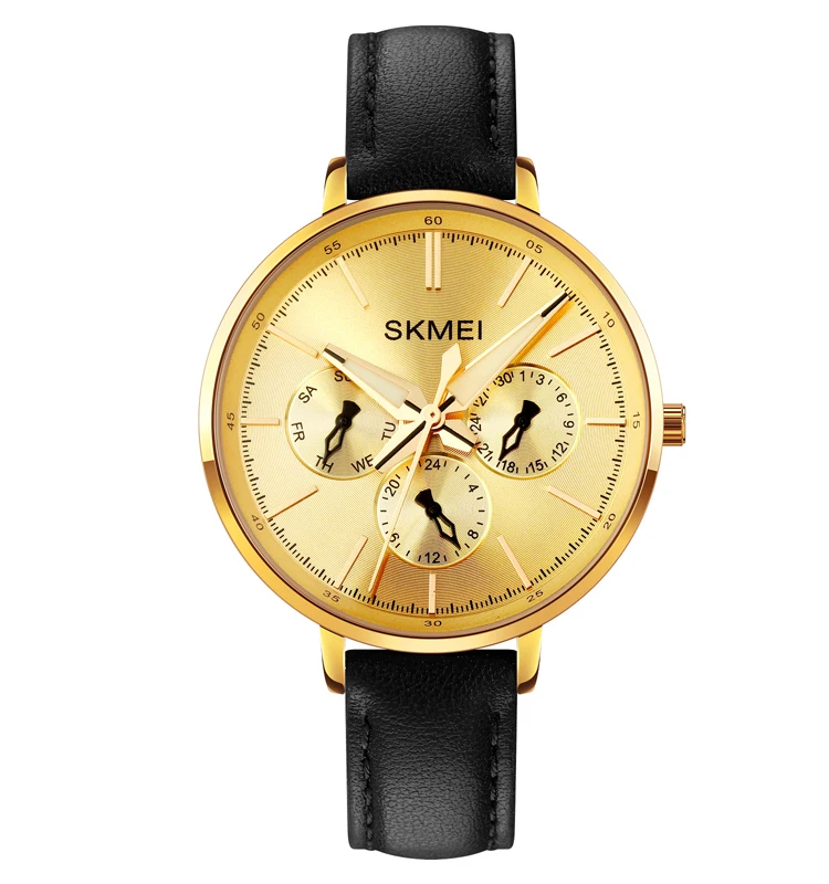 

SKMEI hot sell quartz watch series 30 meters waterproof Gold plated women watch