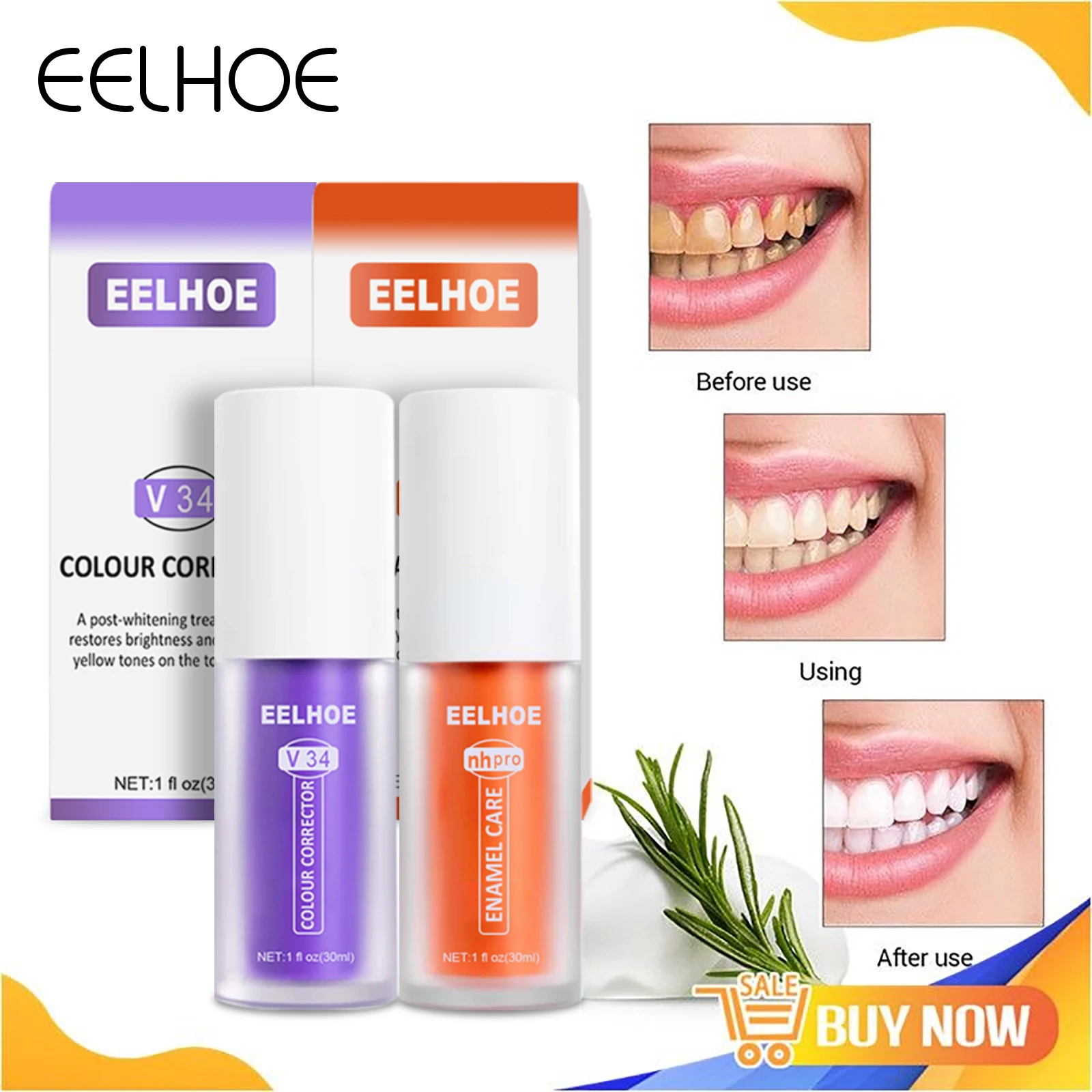 

Eelhoe Teeth Cleansing Whitening Mousse Removes Stains Whitening and Staining Teeth Whitening Oral Hygiene Toothpaste 30ml