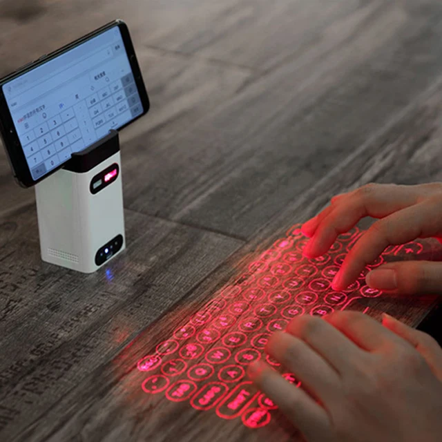 R8 New Style Multi Function Power Bank Wireless Projection Mini Virtual Laser Keyboard with Holder