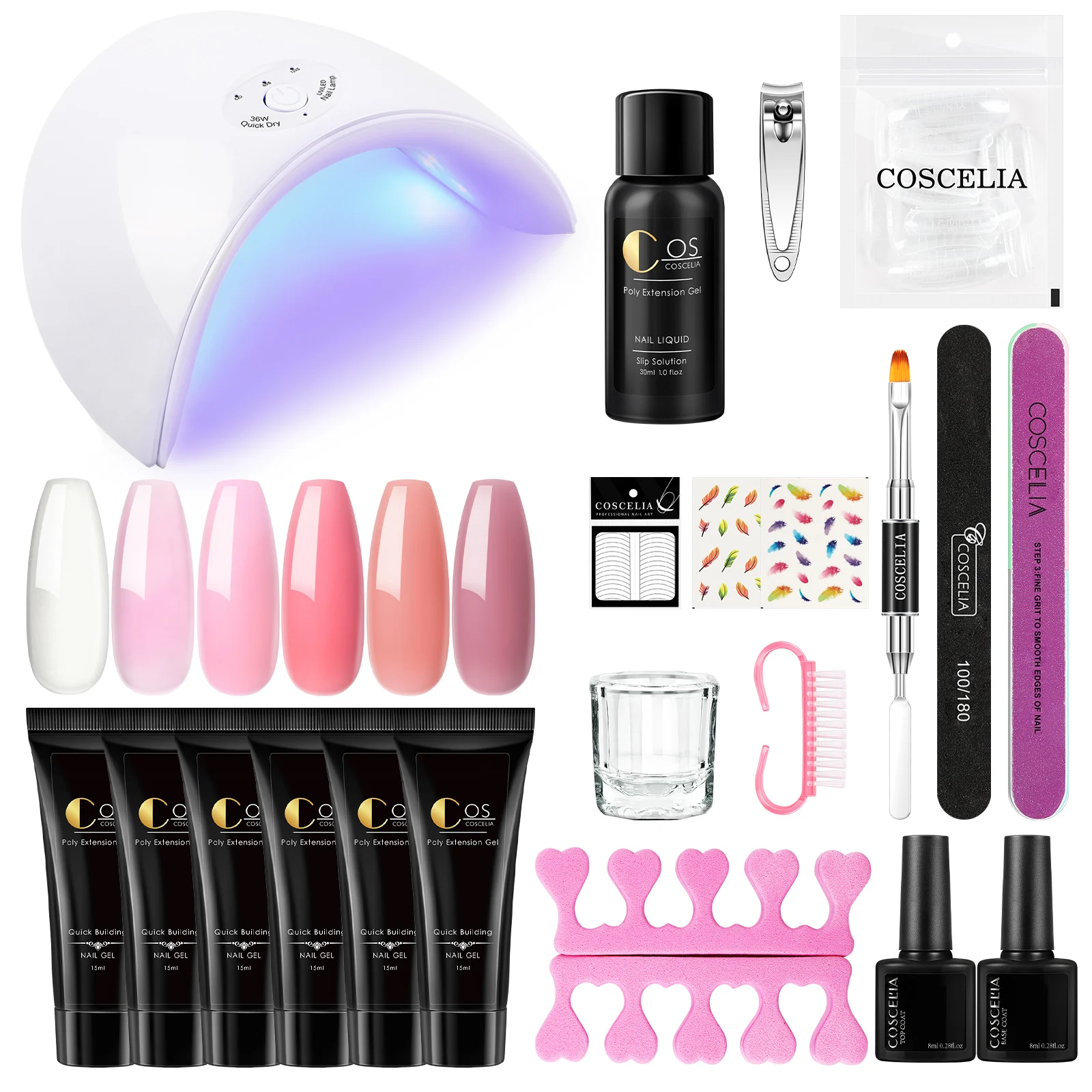 

COSCELIA Nail Drill Machine 6 Colors Poly Gel Nails Kit Nail Supplies