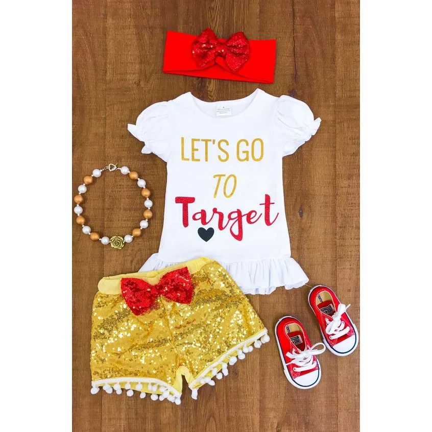 

Wholesale clothes fashion short sleeve shirt top sequin shorts design target children baby girls boutique outfits clothing sets