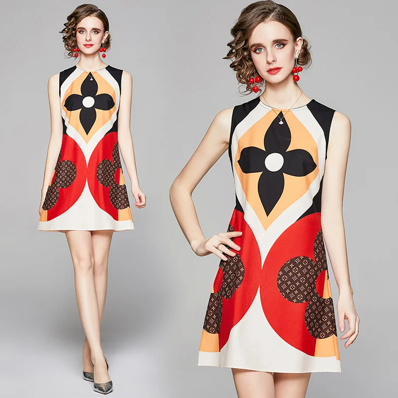 

New summer flower Print Sleeveless dress