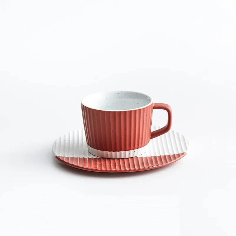 

Japanese style coffee cup European style creative stoneware coffee cup and saucer set ceramic coffee cup, Many colors
