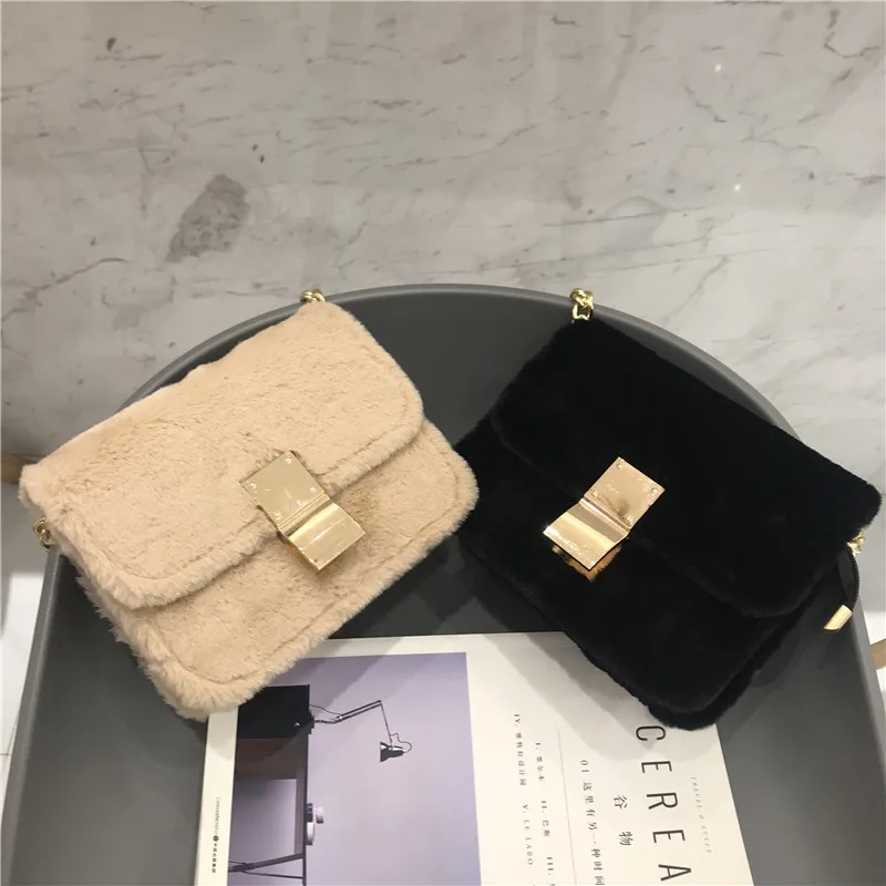 

new designer square soft girls crossbody bag fashion faux fur fall 2021 handbags in bulk