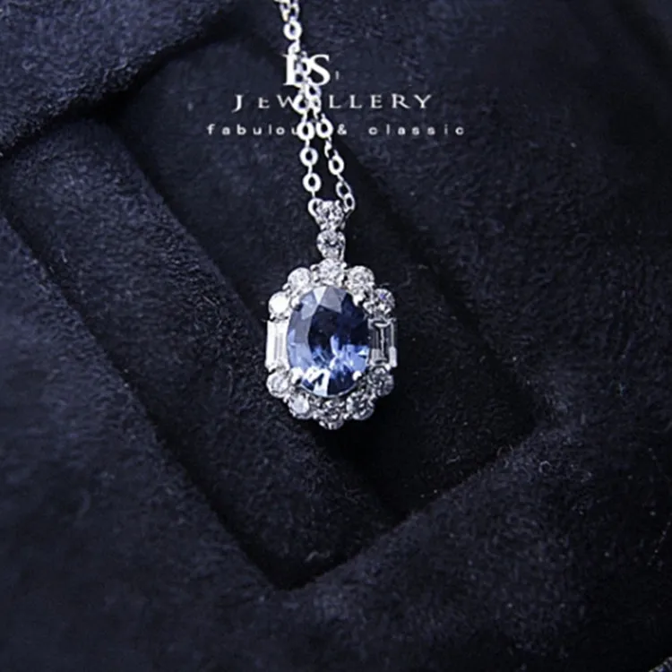 

Diana Jewelry Silver Plating Necklace,Blue Crystal Sapphire Zircon Necklace For Wedding,Women Diamond Pendants For Necklace, Picture