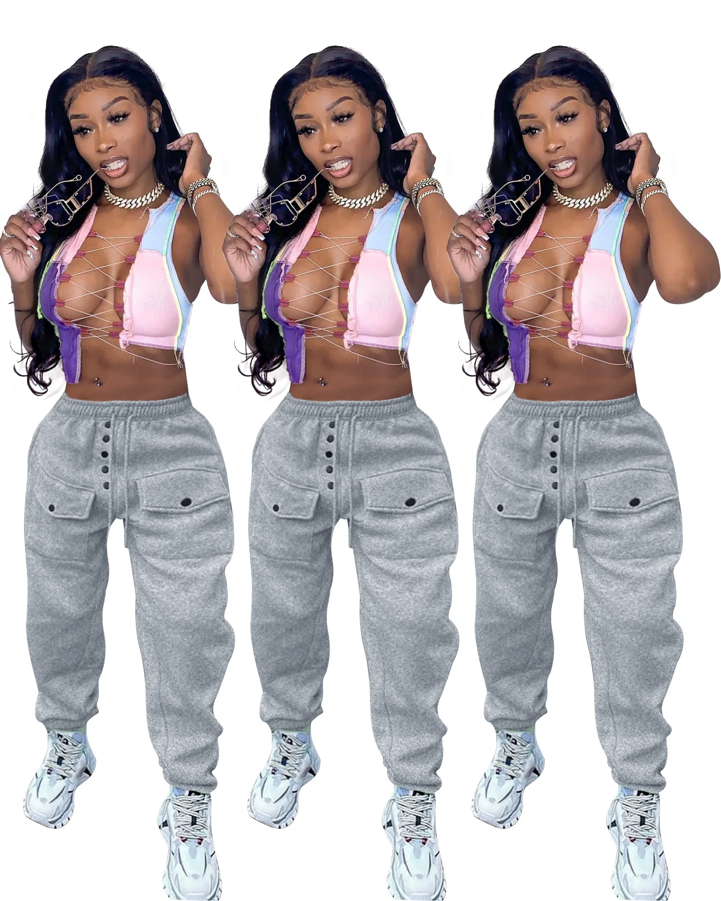 

B35371A 2021 Winter Western hot fashion women loose casual sports pants