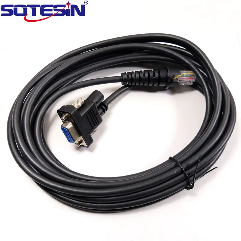 

5M black RJ45 10P 10C to RS232 DB9 data cable Workers holding barcode scanning gun for Honeywell 3800 3900i 4800p 4800dr 4200Q, Black and customized