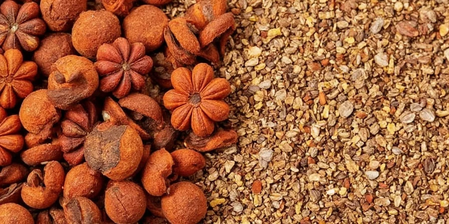 Organized spice rack with allspice visible