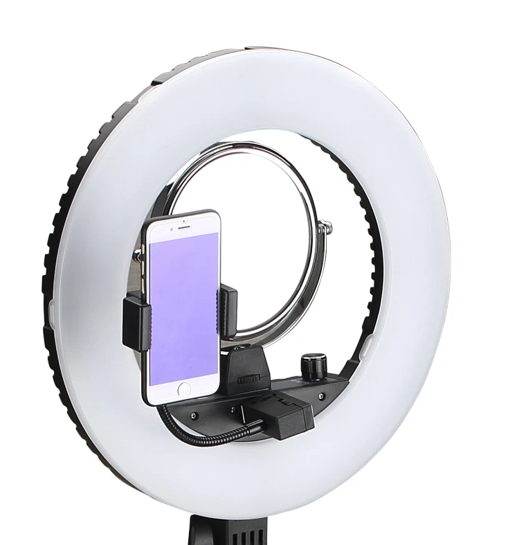 KIKI NEWGAIN Photography Studio Makeup LED Beauty Fill Light Ring Light For Phone With one mirror( 1x+2x) and one Selfie stand
