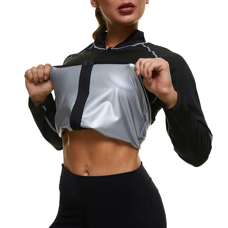 

Neoprene long sleeve sauna suit sauna sweat Lady Weight Loss Workout Sauna Slimming Suit For Women, Black