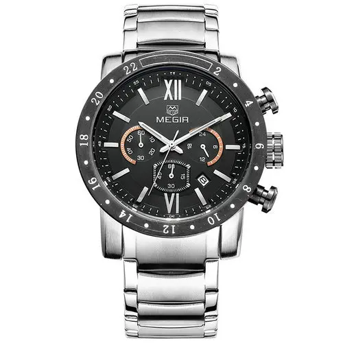 

Megir 3008 Men Quartz Watch New Fashion Casual Full Steel Watches Relogio Masculino, 5 color for you choose
