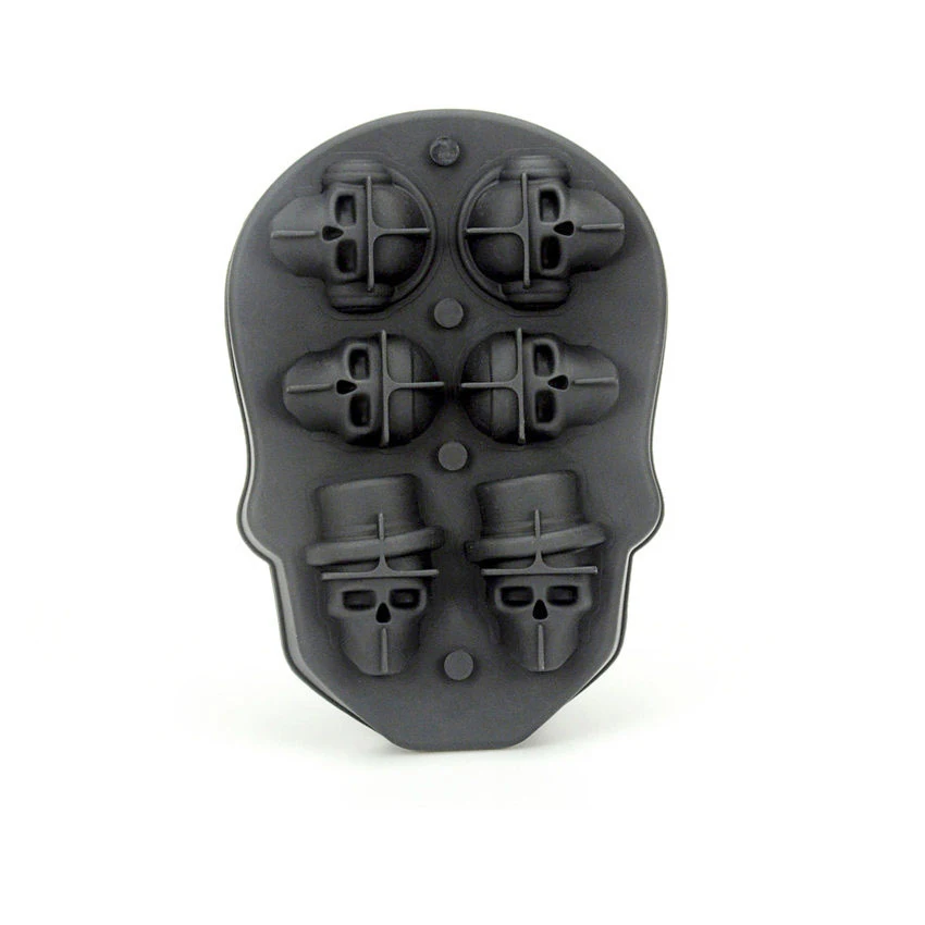 

Customized 3D silicone skull shape ice cube mold logo ice tray clay candle resin mold, Blue,black