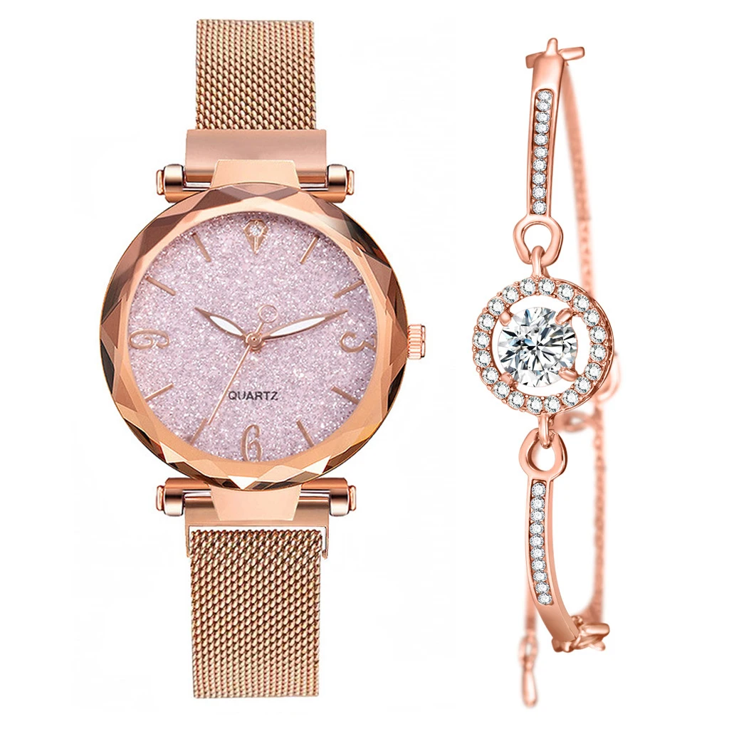 

Luxury Women Bracelet Watches Magnetic Starry Sky Female Clock Quartz Wristwatch Ladies Watch+Bracelet set reloj mujer