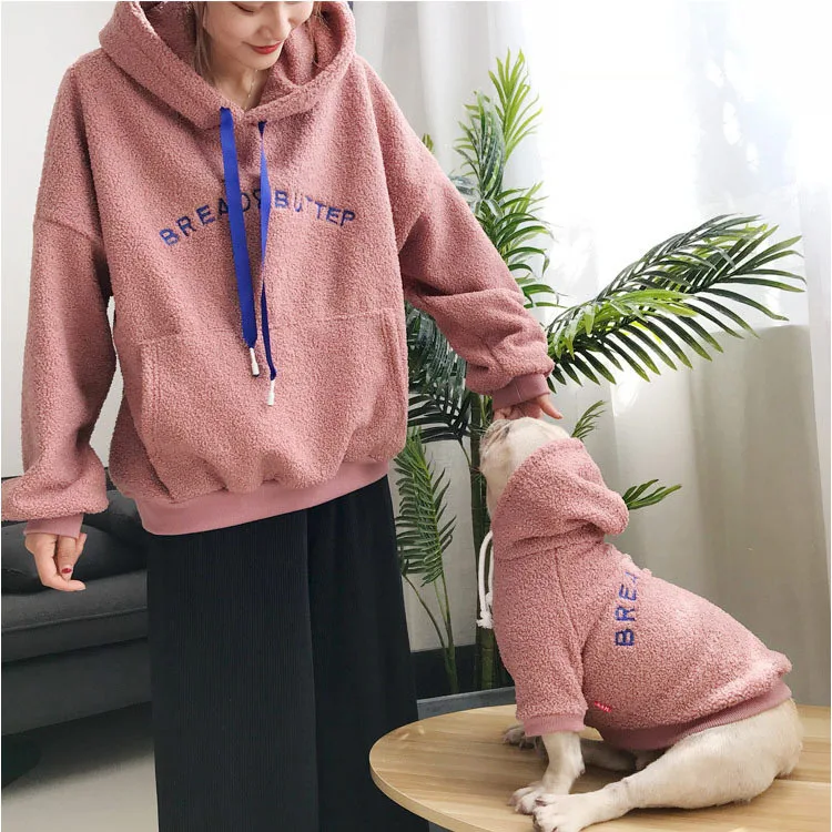 

OEM Lamb cashmere thickened warm matching dog and owner clothes cotton cat Pet Dog and mom Clothes