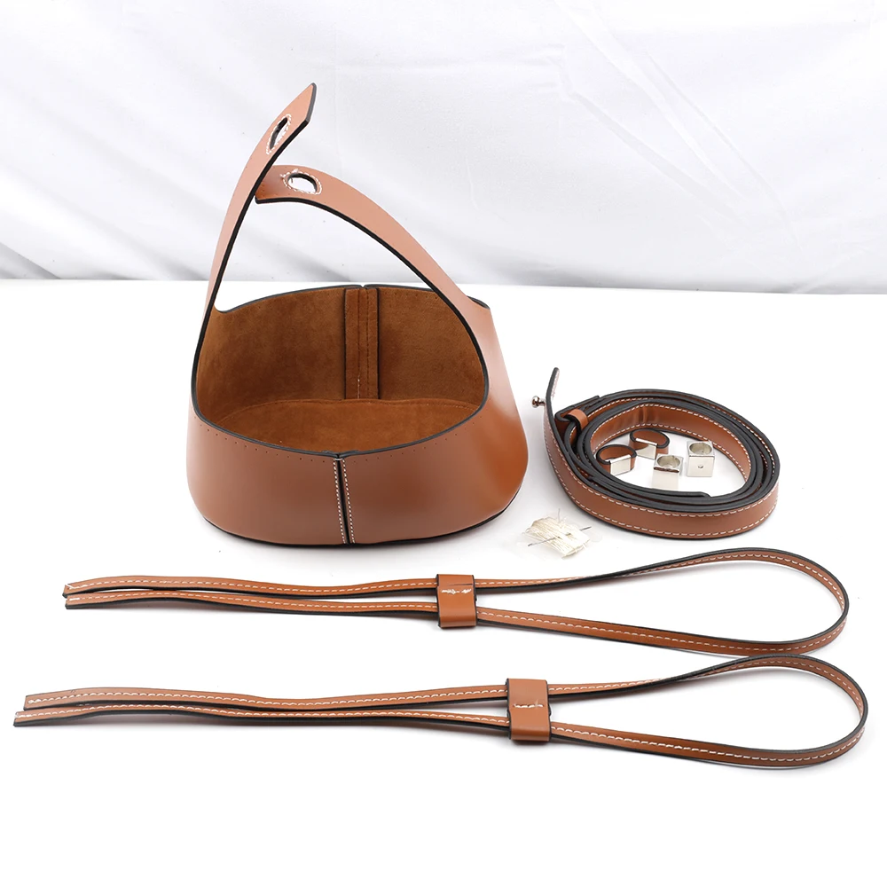 

Factory price newest style leather beautiful design bag accessories set, Black,brown