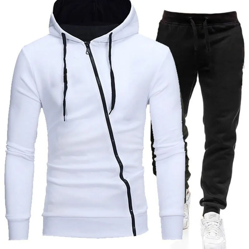 

Manufacturer custom LOGO men's spring /autumn long sleeve zipper sweater 2-piece Track and Field jogging clothes