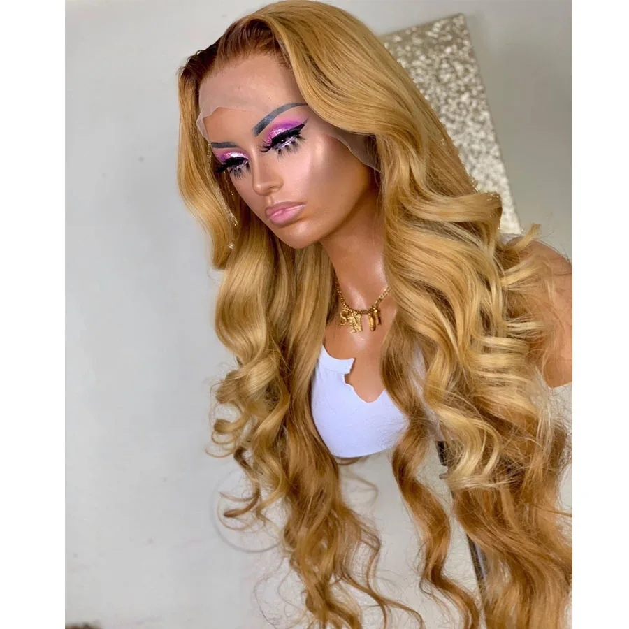 

Ombre Honey Blonde Brown 360 Lace Frontal Human Hair Wigs with Baby Hair Glueless Bleach Knots lace Front Wigs for Women Remy, Natural color lace wig