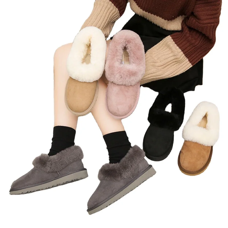 

Wholesale Custom Logo Fashion Ladies Sheepskin Shoes Mommy Women Girls Winter Snow Boots Lamb Wool Fur Boots, Black,brown,grey,pink