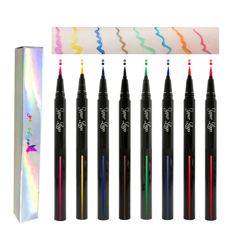 

Private Label Colored Waterproof long-lasting quick-drying 2 in 1 Liquid Eyelash Magical Vegan Adhesive Glue Eyeliner pen, Black / brown / white color