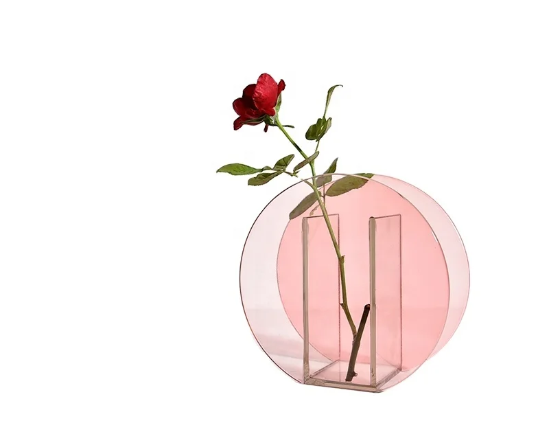 

luxury tabletop heart acrylic flower vase for wedding transparent nordic acrylic round vase