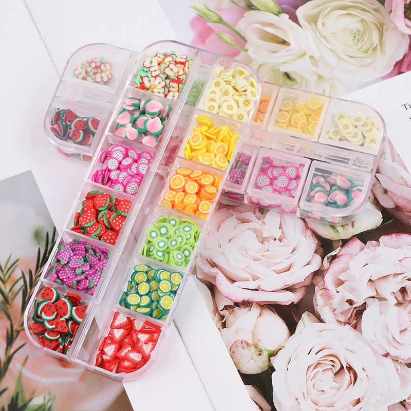 

Colorful 12 styles mixed polymer fruit slice DIY 3D nail art decoration fruit slices for nails