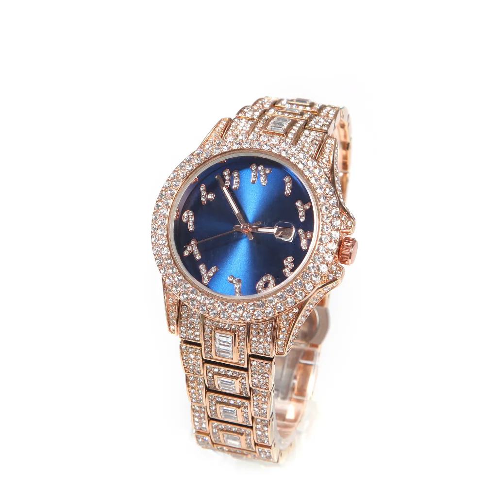 

Quartz Watch Creative Personality Round Dial Diamond Men's Watch Hip Hop New Color Dial Fashion Alloy Unisex Oval Coated Glass