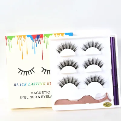 

Magic eyeliner free of glue 3D handmade natural realistic cross eyelashes Europe and the United States best selling style