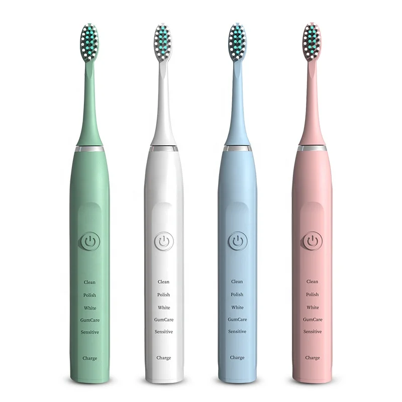 

Electric Toothbrush Powerful Sonic Cleaning Rechargeable Toothbrush with Timer, 5 Modes, 4 Brush Heads, 4 Hr Char, Green,white.pink.light blue