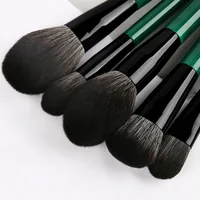 

New Design 12pcs Dark Green Wood Handle Foundation Eye Shadow Makeup Brush Set
